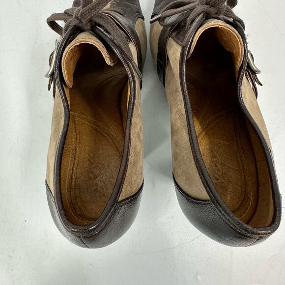 Anthropologie Naya Kasha Brown Leather Open Toe Lace Up Buckle Strap Heels sz 9‎ - Picture 4 of 10
